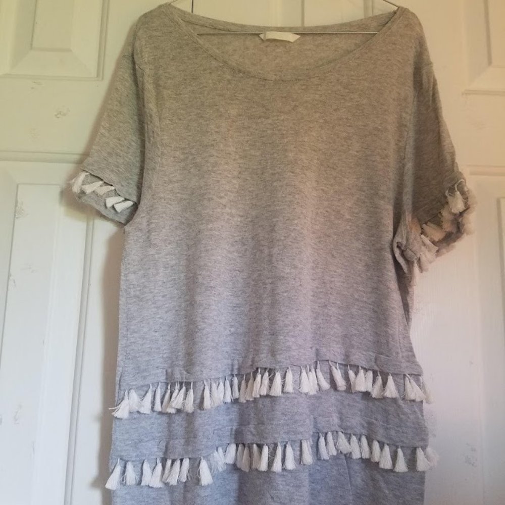 Grey T-shirt with Fringe